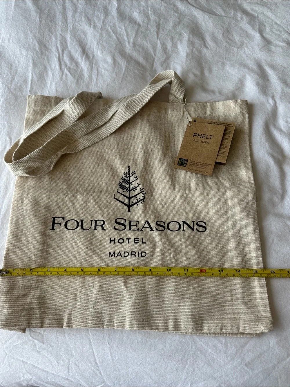 Four Seasons Hotel Madrid Natural Canvas Tote Bag NWT Phelt Brand